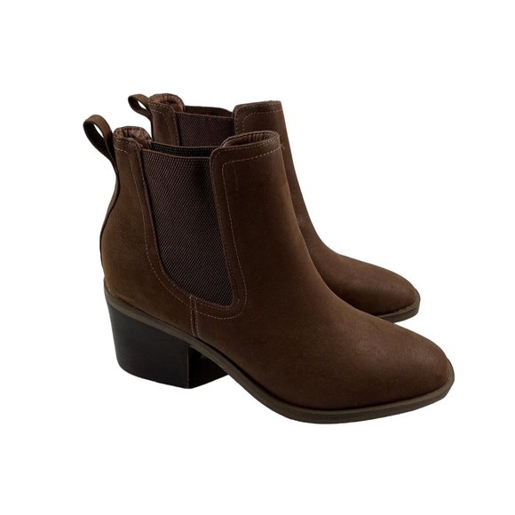 MIA Ankle Boots Size 8.5 Faux Suede Slip On Chelsea Western Block Heel Side Gore - Picture 11 of 11